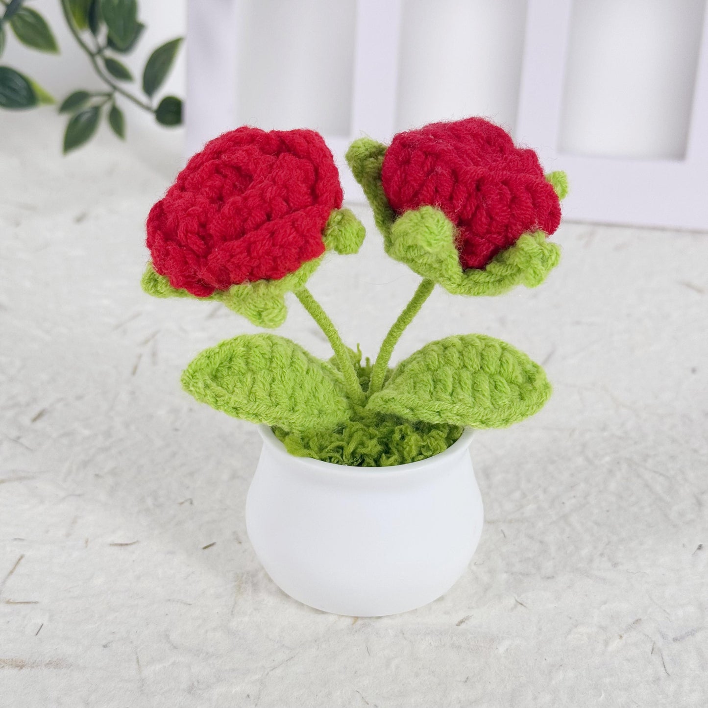Crochet Rose Flower,Finished Handmade Flowers,Wedding Accessories,Personalized Gift for Lover,Home Decoration,Desk Decoration, Knitted Rose
