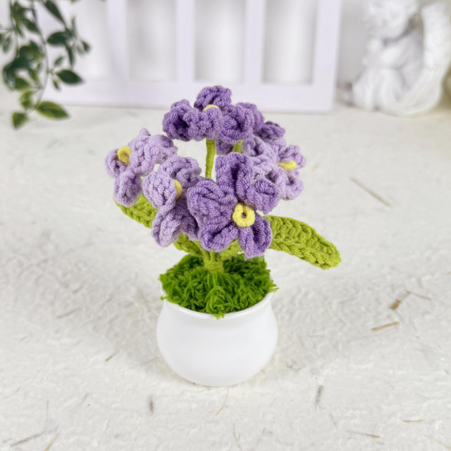 Crochet Forget-Me-Nots Potted Flower Gift Desk Accessory Knitted flowers Crochet Bouquet Gift for Housewarming Flower Arrangement