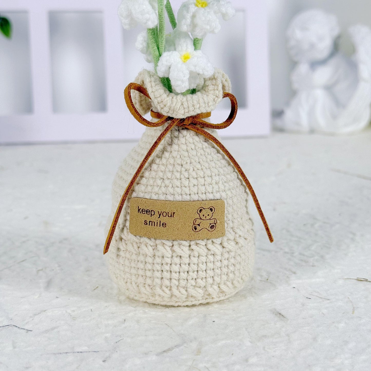Crochet Flower in Pot, Crochet Rose Potted Plant, Desk Decoration, Room Decoration, Handmade flower, Teacher Gift, Forever Flower