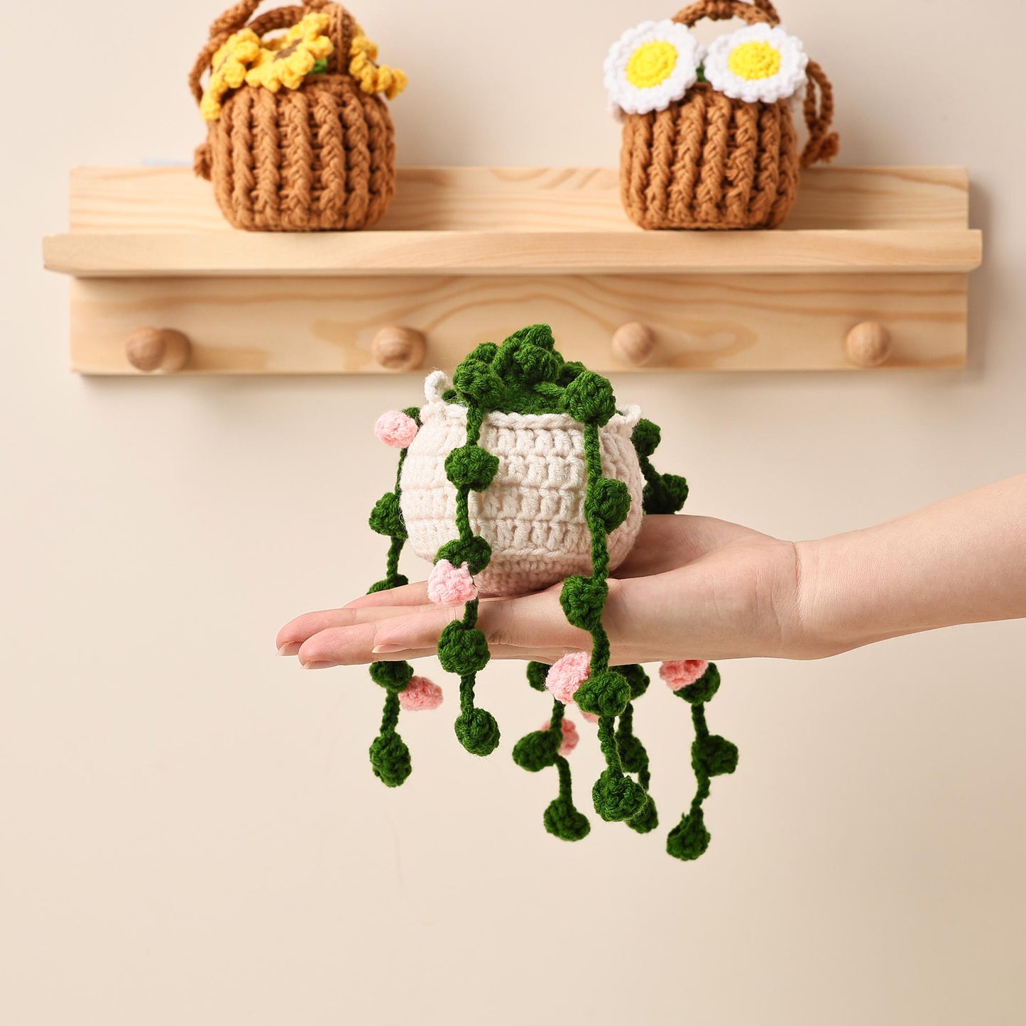 Finished Crochet Plant,Hanging Basket Crochet,Sunflower Basket Crochet,Crochet Plant Basket,Cute Home Decor,Housewarming Gift