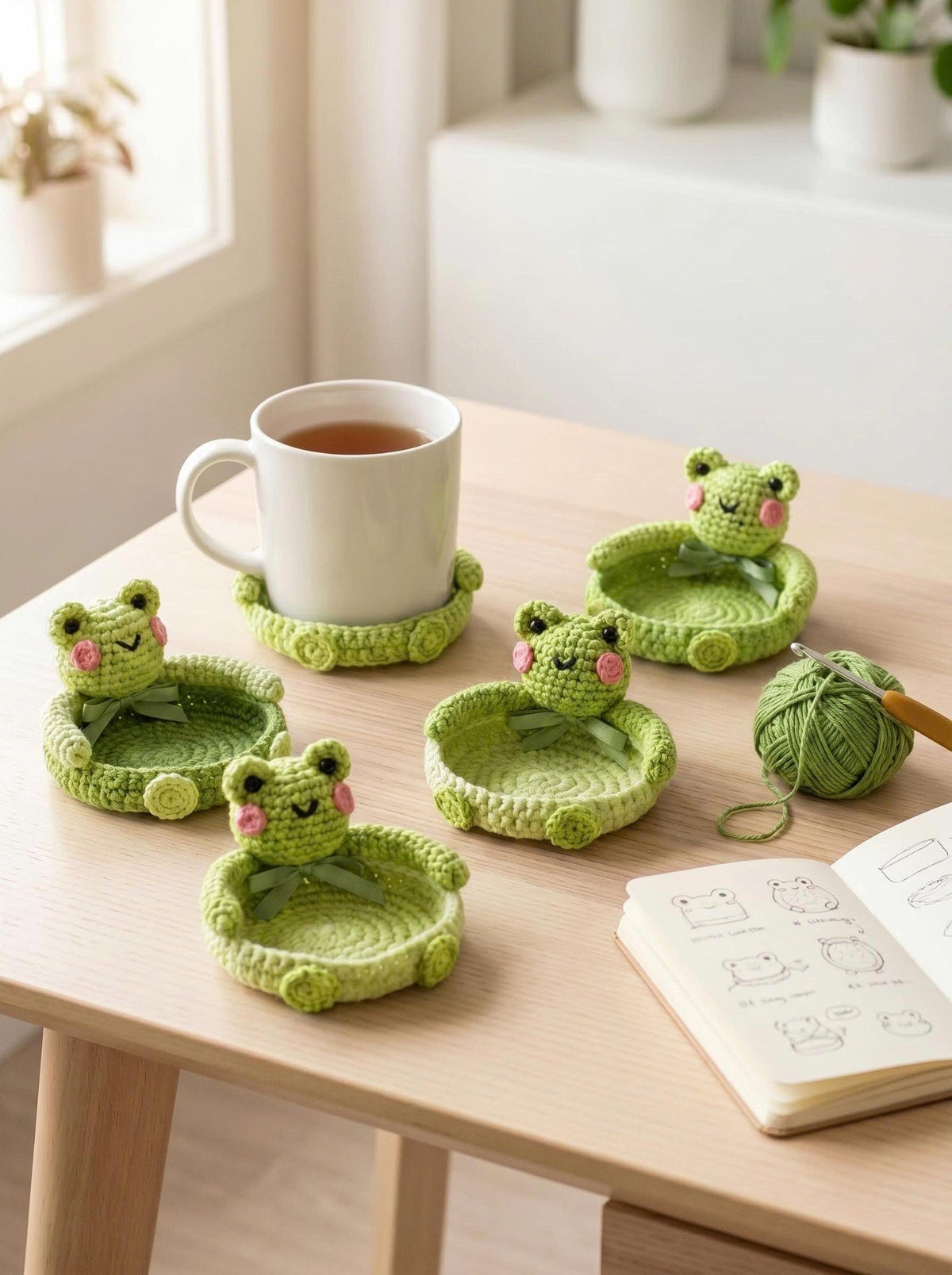 Funny Lizard Coaster – Cute Crochet Desk Buddy | Stress Relief Gift | Quirky Table Decor | Daily Use Coaster | Gift for Bestfriend