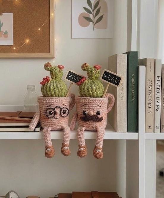 Hardworking Crochet Cactus Pot, Cute Desk Decor, Back to School Gift, Motivational Gift, Fathers Day Gift, Handmade Office Desk Plant