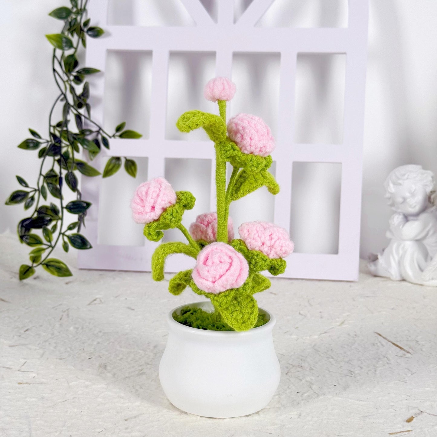 Custom Crochet Red Rose Pink Rose, Handmade Rose, Home Decoration, Knitted Rose Flower, Single Rose, Forever Rose, Crochet Flowerpot