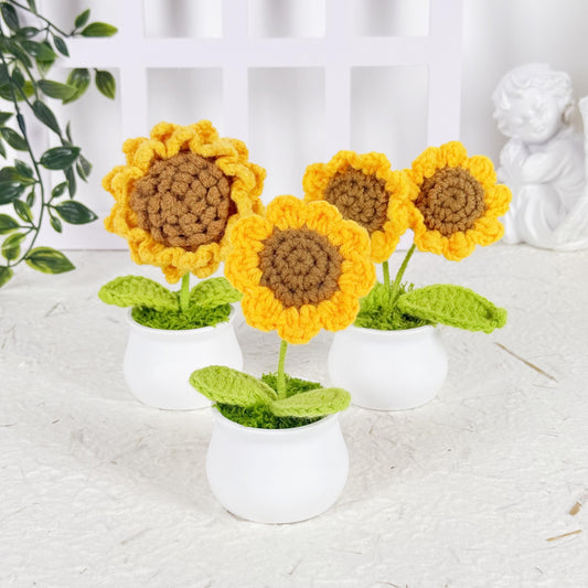 Crochet Sunflower Plant, Sunflower in Pot, Home Decor, Encouragement Daily Positive Affirmations, Crochet Flower Plant,Teacher Gifts