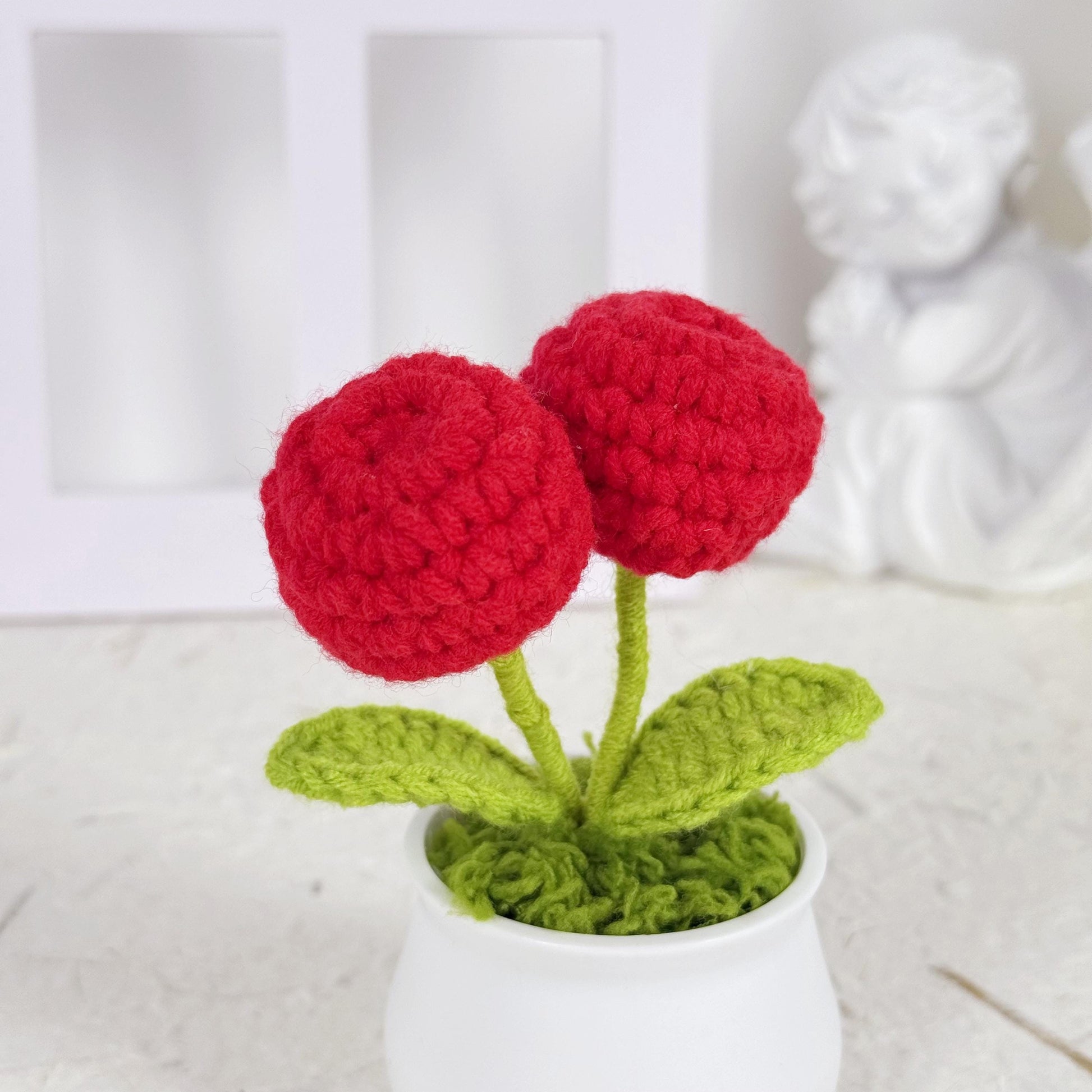 Handmade Finished Crochet Apple Flower Pot, Fruits Flower Decor, Orange Crochet Pot, Decorative Plants, Crochet Flowers, Home Decor