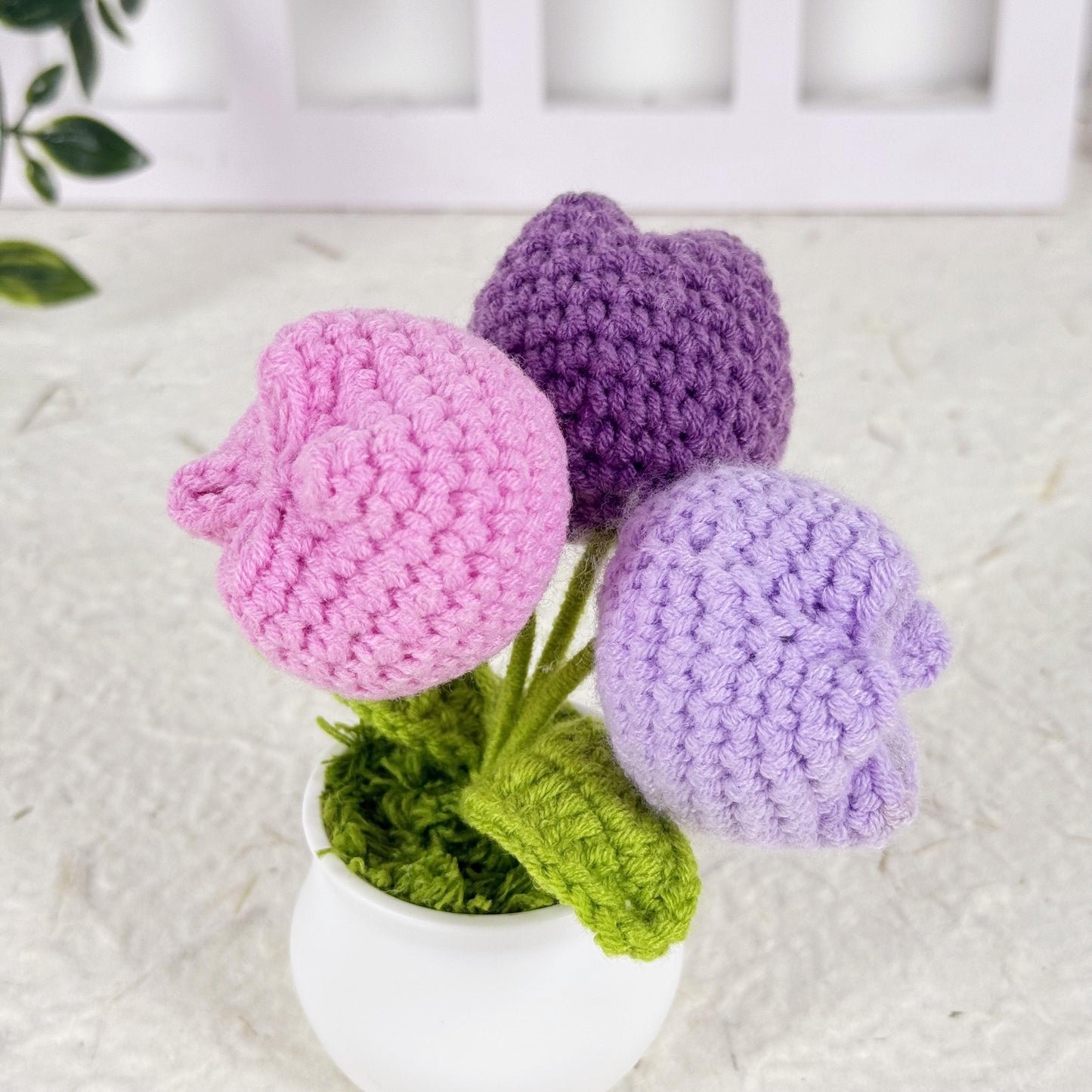Crochet Tulip Flower Plush in Pot, Handmade Tulips Gift, Colorful Kawaii Plant Decor, Cute Flower Plushie for Her or Kids, Crochet Gift