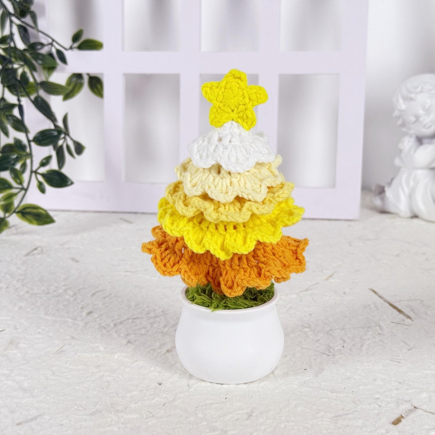 Christmas Tree Crochet, Xmas Decoration, Handmade Crochet Christmas Tree, Mini Knitted Xmas Tree with Ornaments, Home Holiday Decor