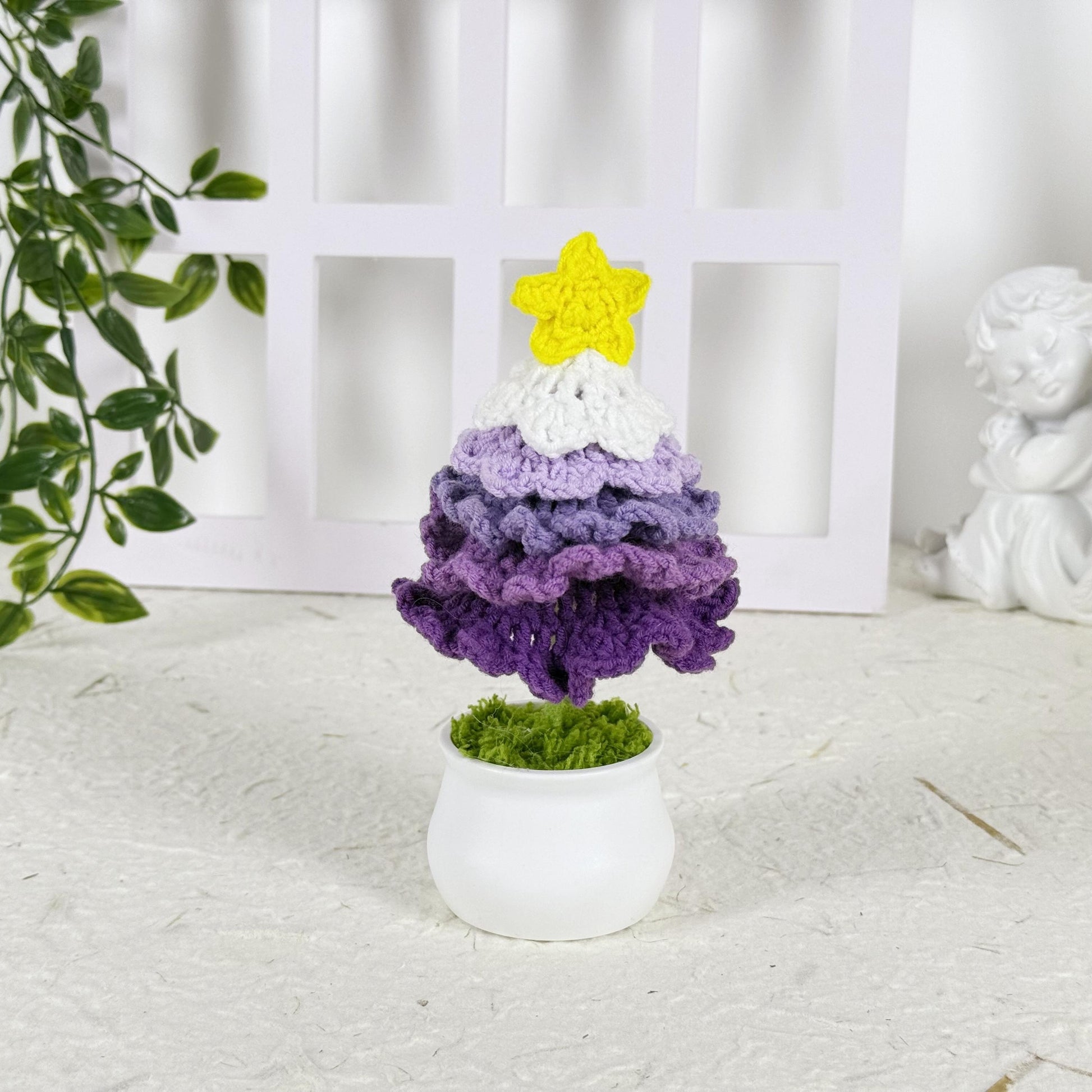 Christmas Tree Crochet, Xmas Decoration, Handmade Crochet Christmas Tree, Mini Knitted Xmas Tree with Ornaments, Home Holiday Decor