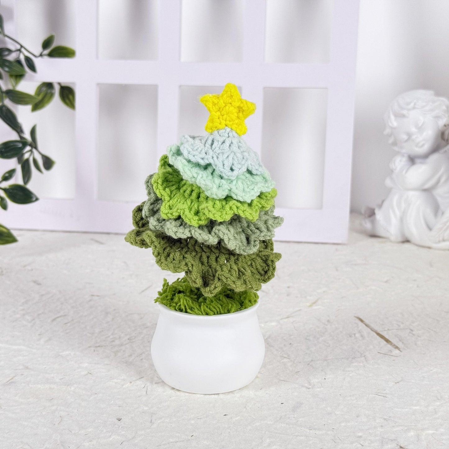 Christmas Tree Crochet, Xmas Decoration, Handmade Crochet Christmas Tree, Mini Knitted Xmas Tree with Ornaments, Home Holiday Decor