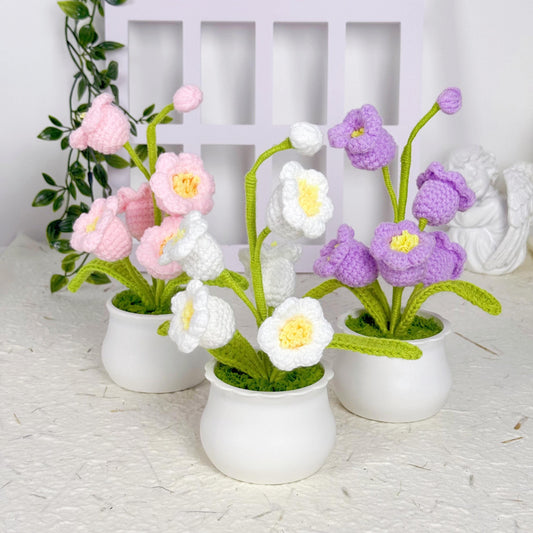 Personalised Crochet Lily of the Valley, Crochet Flower in Pot, Crochet Lily of the Valley, Crochet lily, Graduation Gift, Birthday Gifts