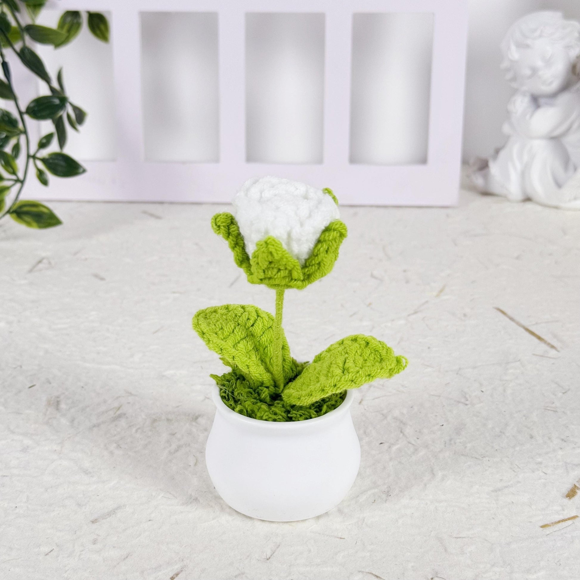 Crochet Rose Flower Pot Crochet Flower Gift Crochet Flower Bouquet Crochet Pot for Plant Lover Crochet Plant Crochet Pot Crochet Rose Pot