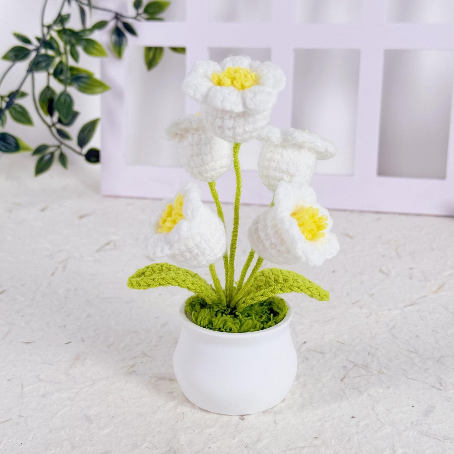 Crochet Lily of the Valley, Crochet Flower, Crochet Gift, Handmade Gift, Anniversary Gift, Home Decor, Office Decor, Car Decor,Knitted Plant