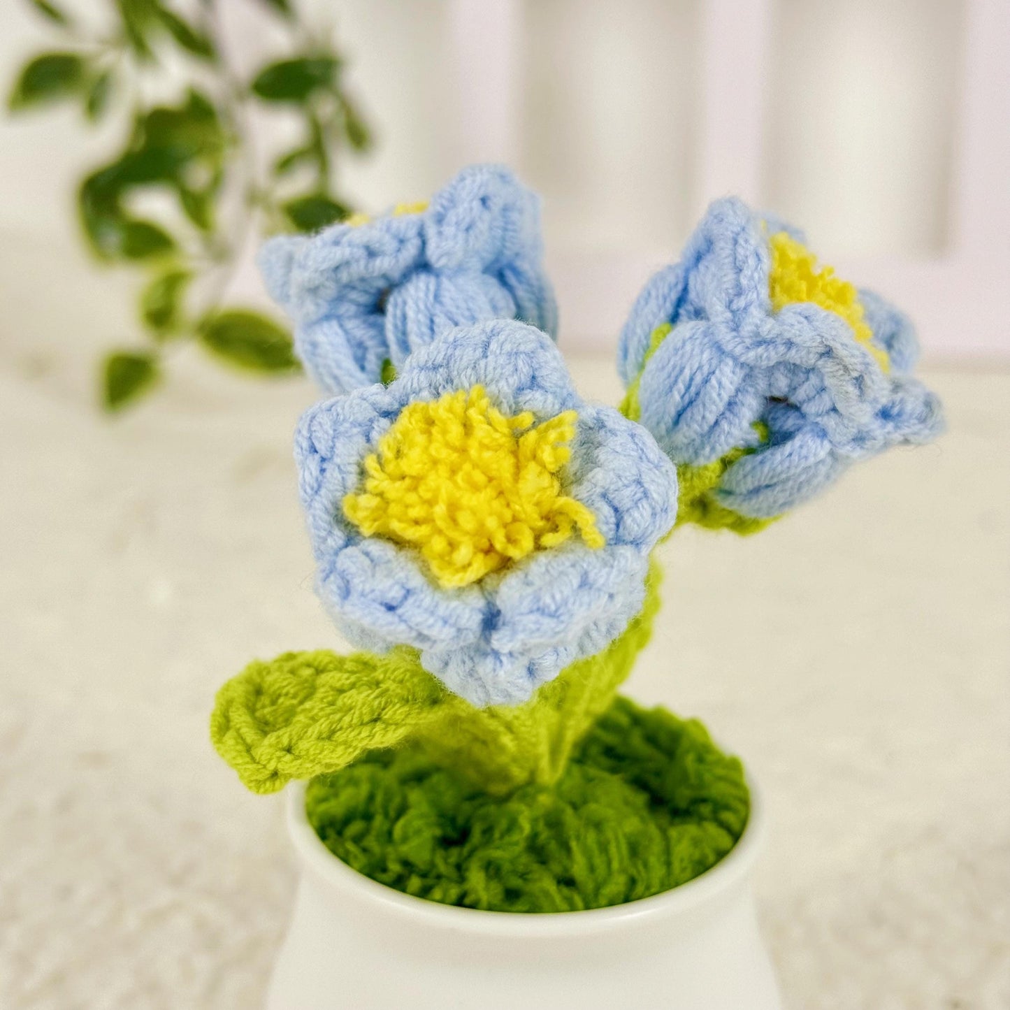 Handmade Crochet Lily Of The Valley, Knitted Flowers Bouquet, Graduation, Birthday, Anniversaries Gift, Desktop Accessory, Home Decor