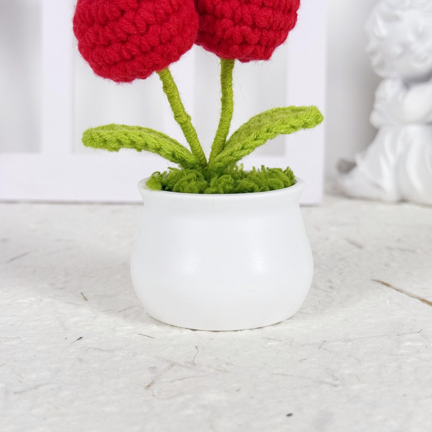 Handmade Finished Crochet Apple Flower Pot, Fruits Flower Decor, Orange Crochet Pot, Decorative Plants, Crochet Flowers, Home Decor
