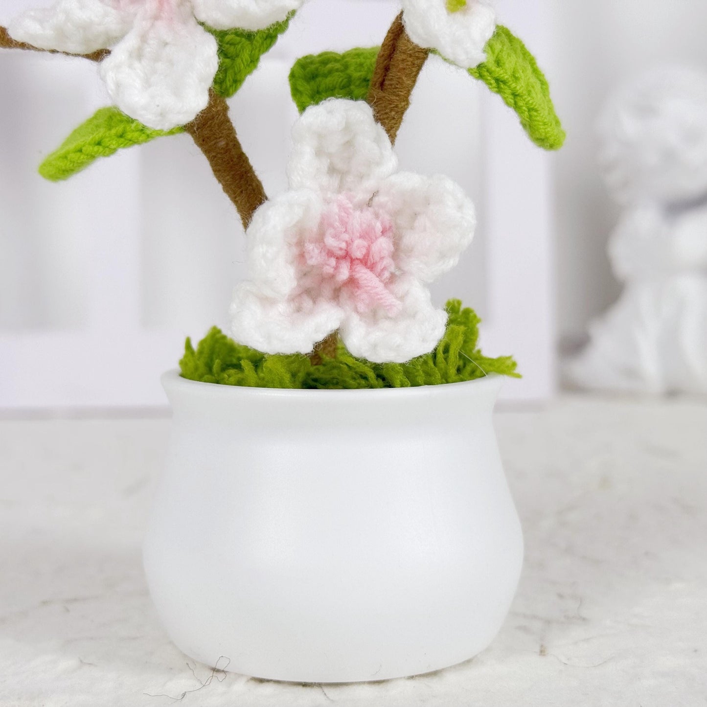 Handmade Finished Crochet Cherry Blossom in Pot, Crochet Cherry Blossom Plant, Crochet Flowers in Pot, Crochet Flower, Decorative Plants