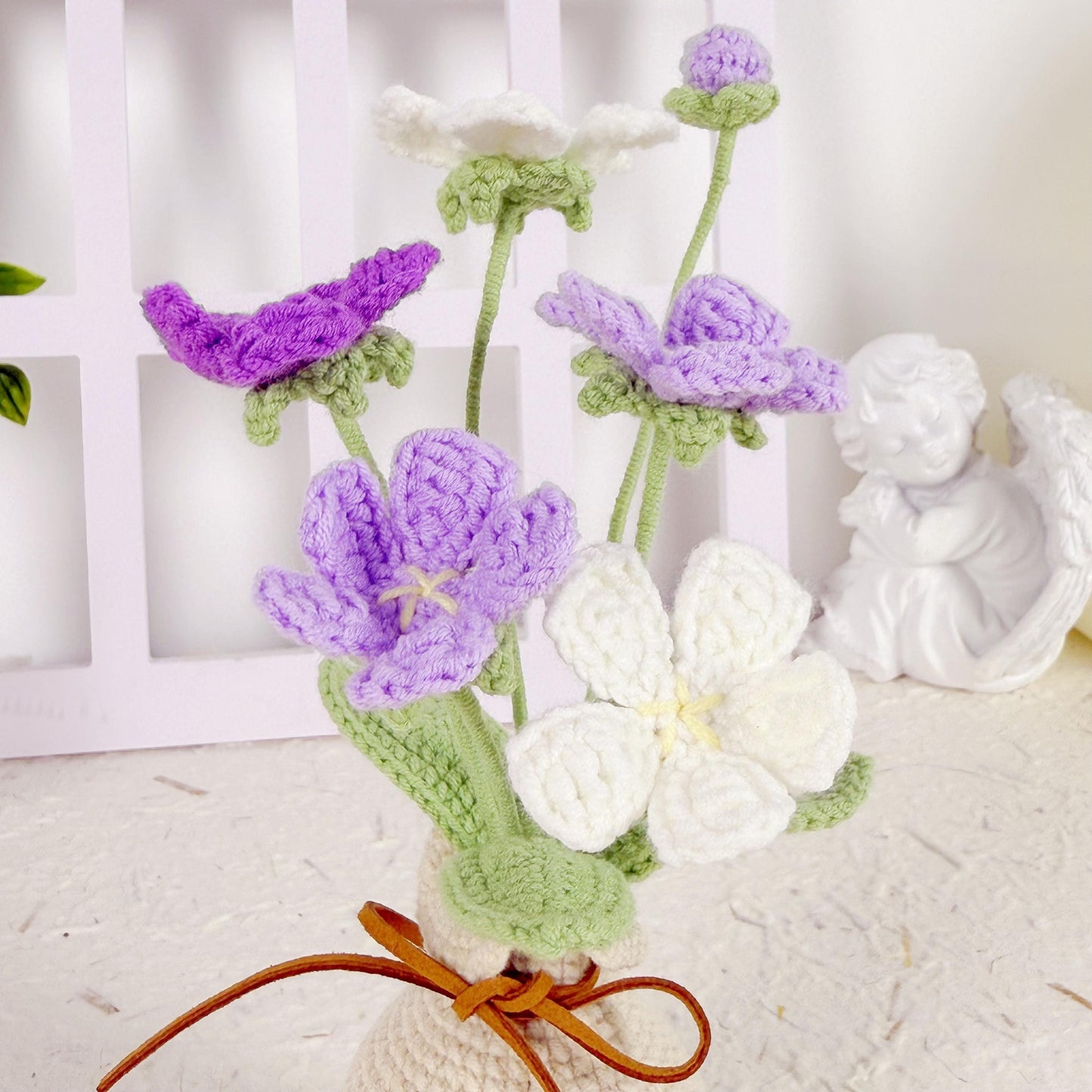 Crochet Plum Blossom, Crochet Flower in Vase, Housewarming Gift, Room Decoration, Desk Decoration, Handmade Flower, Forever Flower