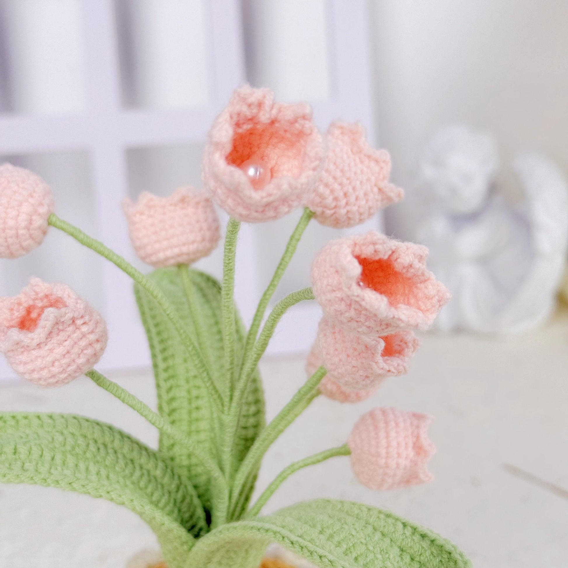 Crochet Flower in Pot, Crochet Lily of the Valley, Crochet Lily, Graduation Gift, Gift for Teacher, Crochet Gift, Teacher Gift Custom Tags