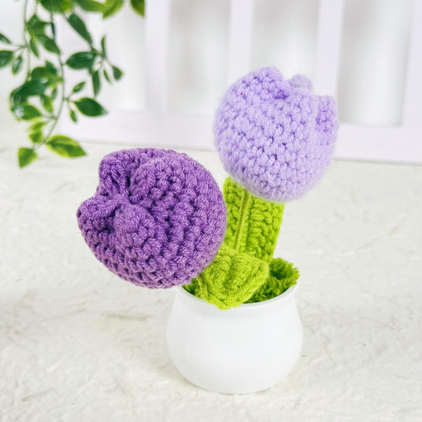 Handmade Crochet Tulip Flower Pot, Mini Crochet Flowers, Decorative Plants, Tulip Decor, Forever Blooming Floral Decor, Unique Gift