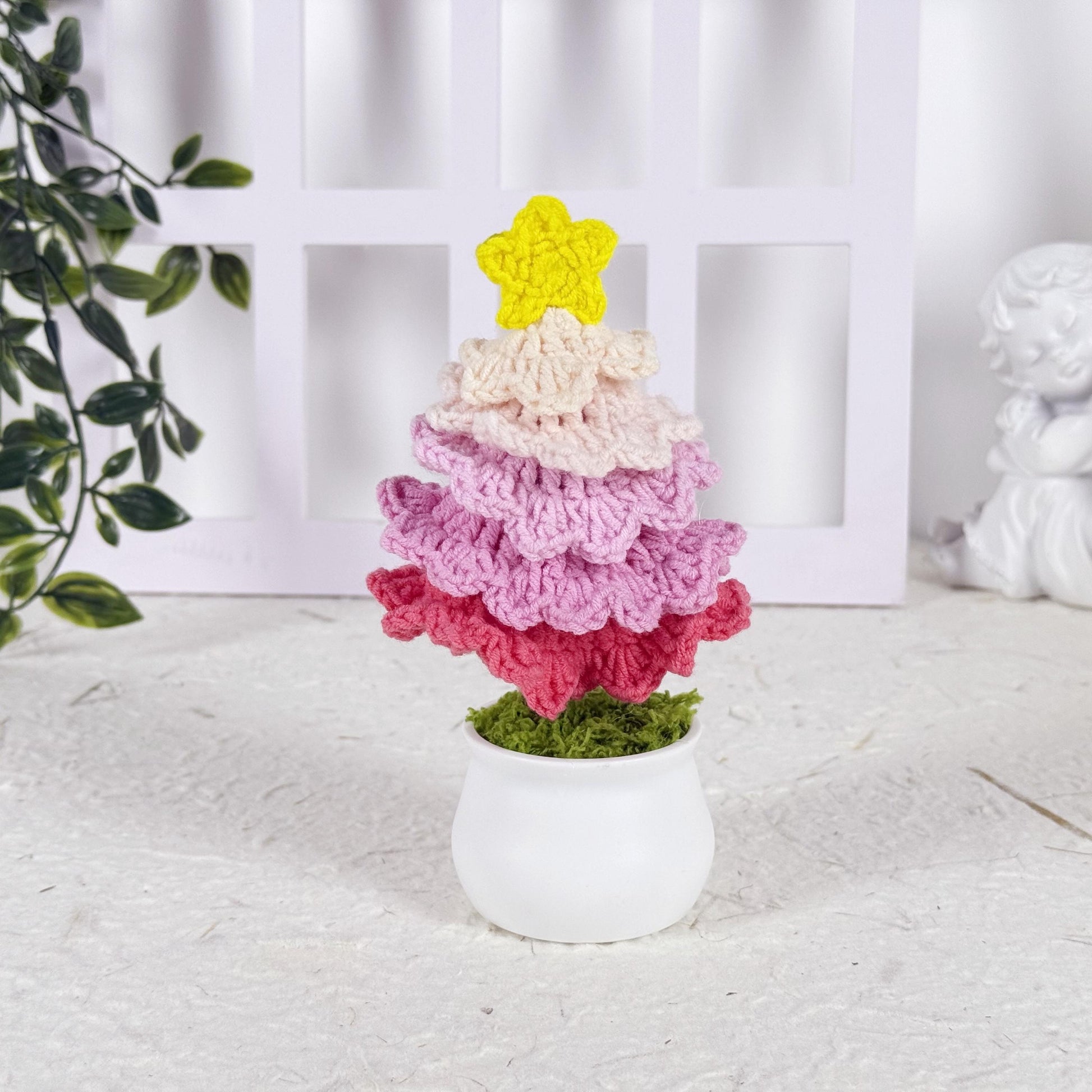 Christmas Tree Crochet, Xmas Decoration, Handmade Crochet Christmas Tree, Mini Knitted Xmas Tree with Ornaments, Home Holiday Decor