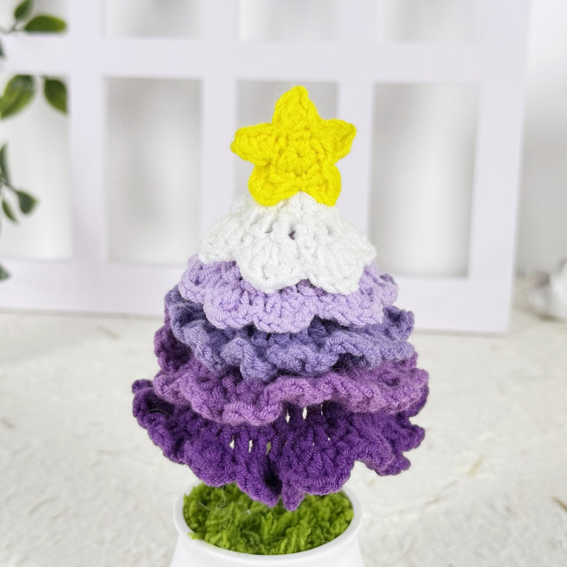 Christmas Tree Crochet, Xmas Decoration, Handmade Crochet Christmas Tree, Mini Knitted Xmas Tree with Ornaments, Home Holiday Decor