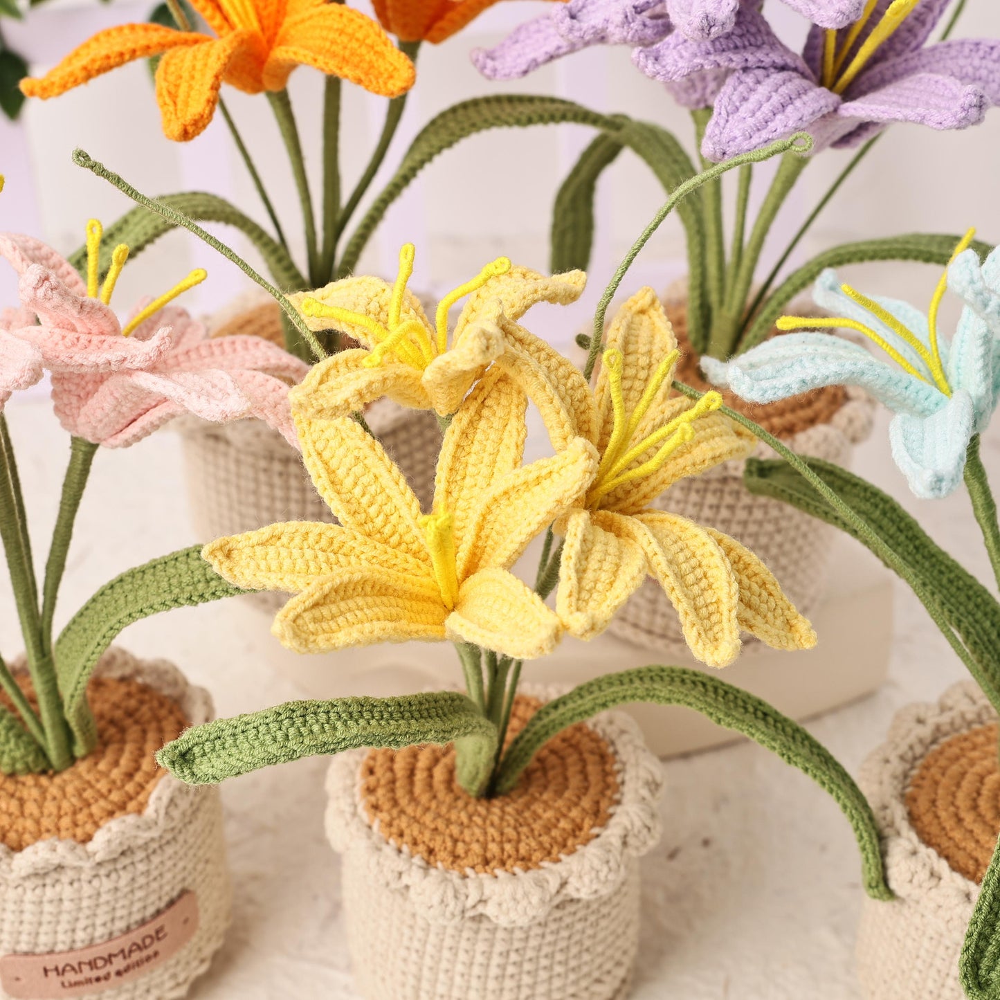 Crochet Flower in Pot, Crochet Lily of the Valley, Crochet Lily, Graduation Gift, Birthday Gift, Crochet Gift, Teacher Gift with Custom Tags