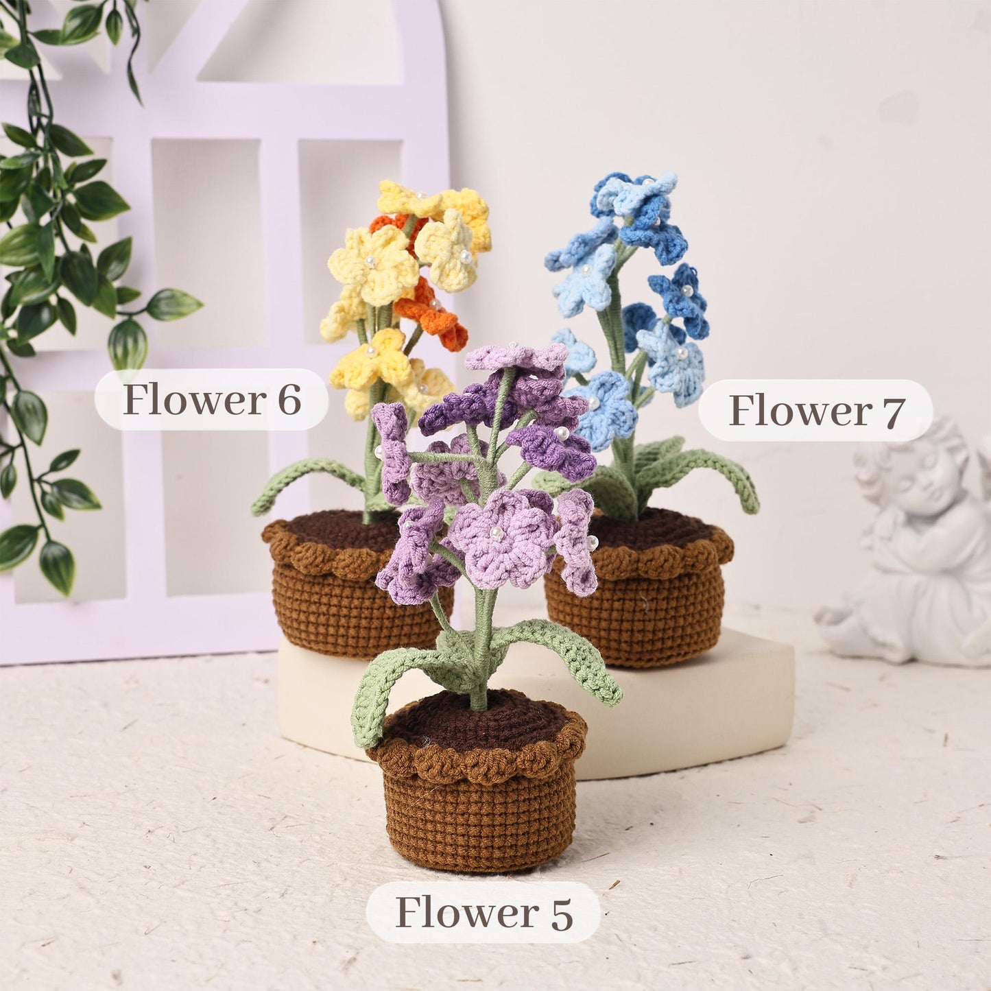 Custom Crochet Forget-me-not, Finished Handmade Knitted Flowers, Crochet Decoration, Knitted Forget-me-not, Home Table Decor, Wedding Decor