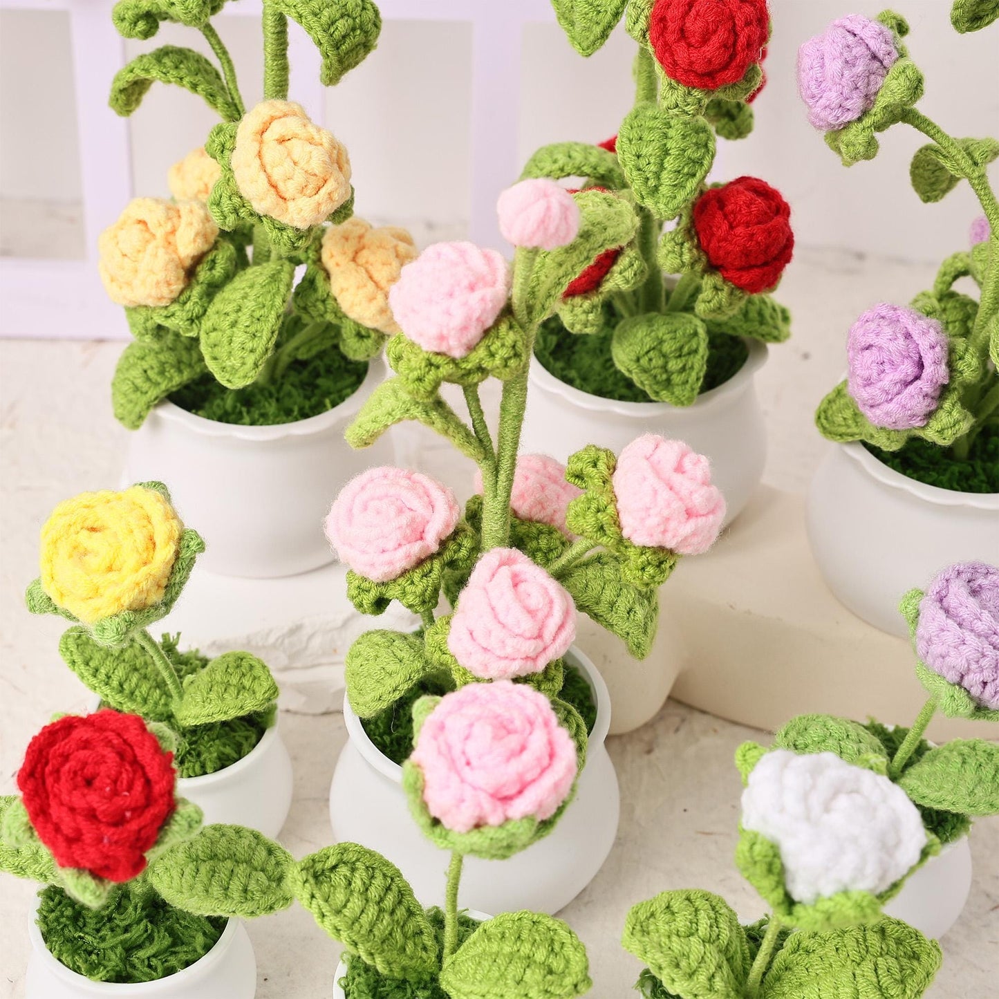 Personalized Cute Crochet Rose Plants, Teache Gift, Grow with Love, Thank You Gift, Gift for Mother, Crochet Flower Gift, Flower Bouquets
