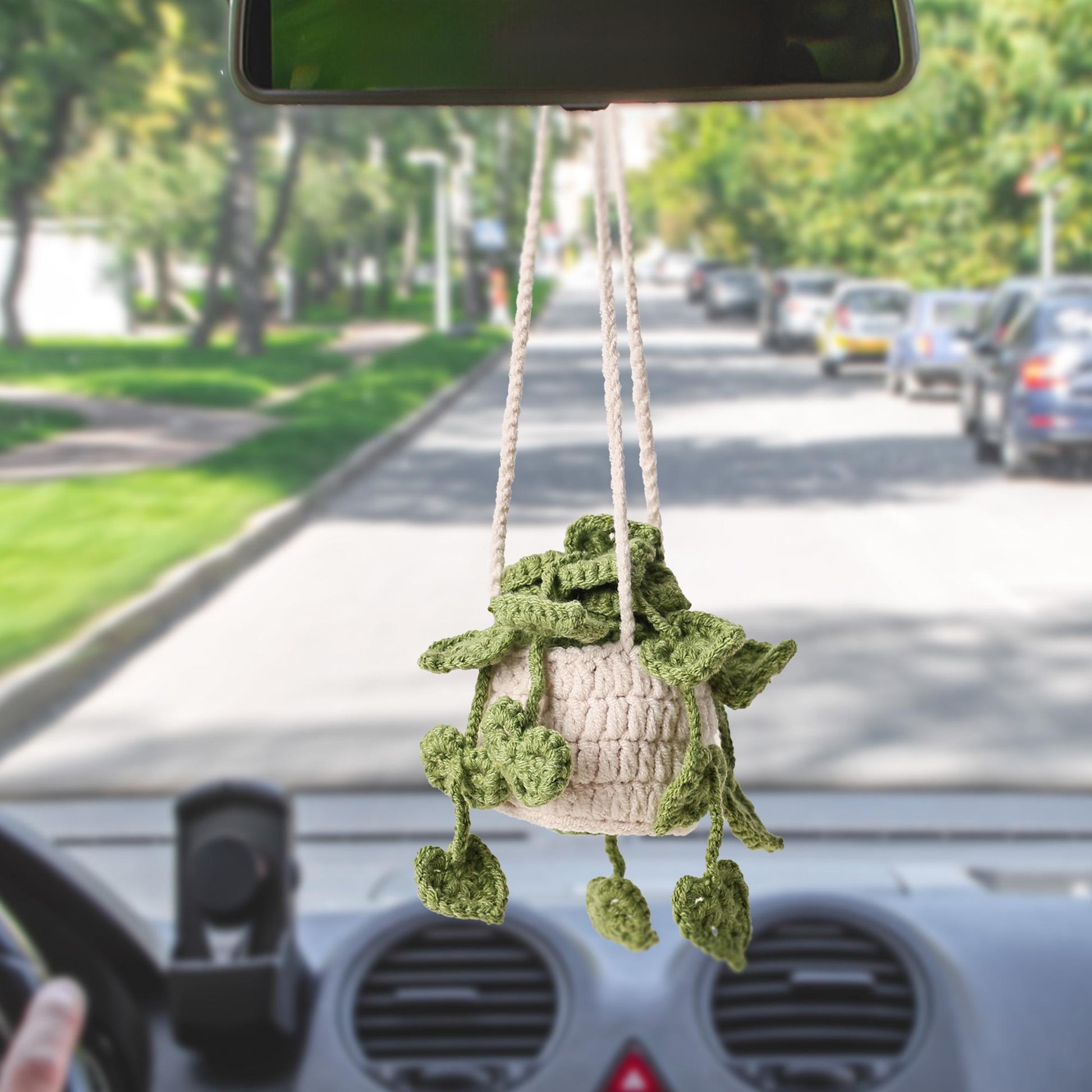 Crochet Car Hanging Cute Hanging From Mirror Flower Car Crochet Car Decoration Flower Plant Amigurumi Plush Car Charm Gifts For Him Her