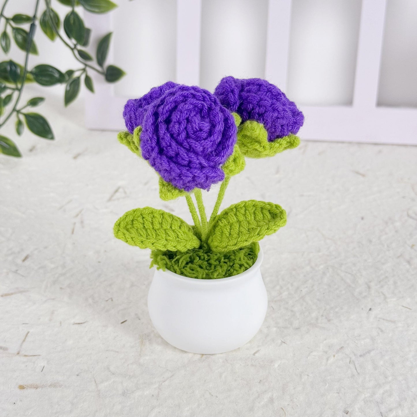 Crochet Roses, Crochet Roses Pot, Handmade Flowers, Potted Roses, Knitted Plant, Gift for Holiday Gift, Home Decoration, Car Decoration