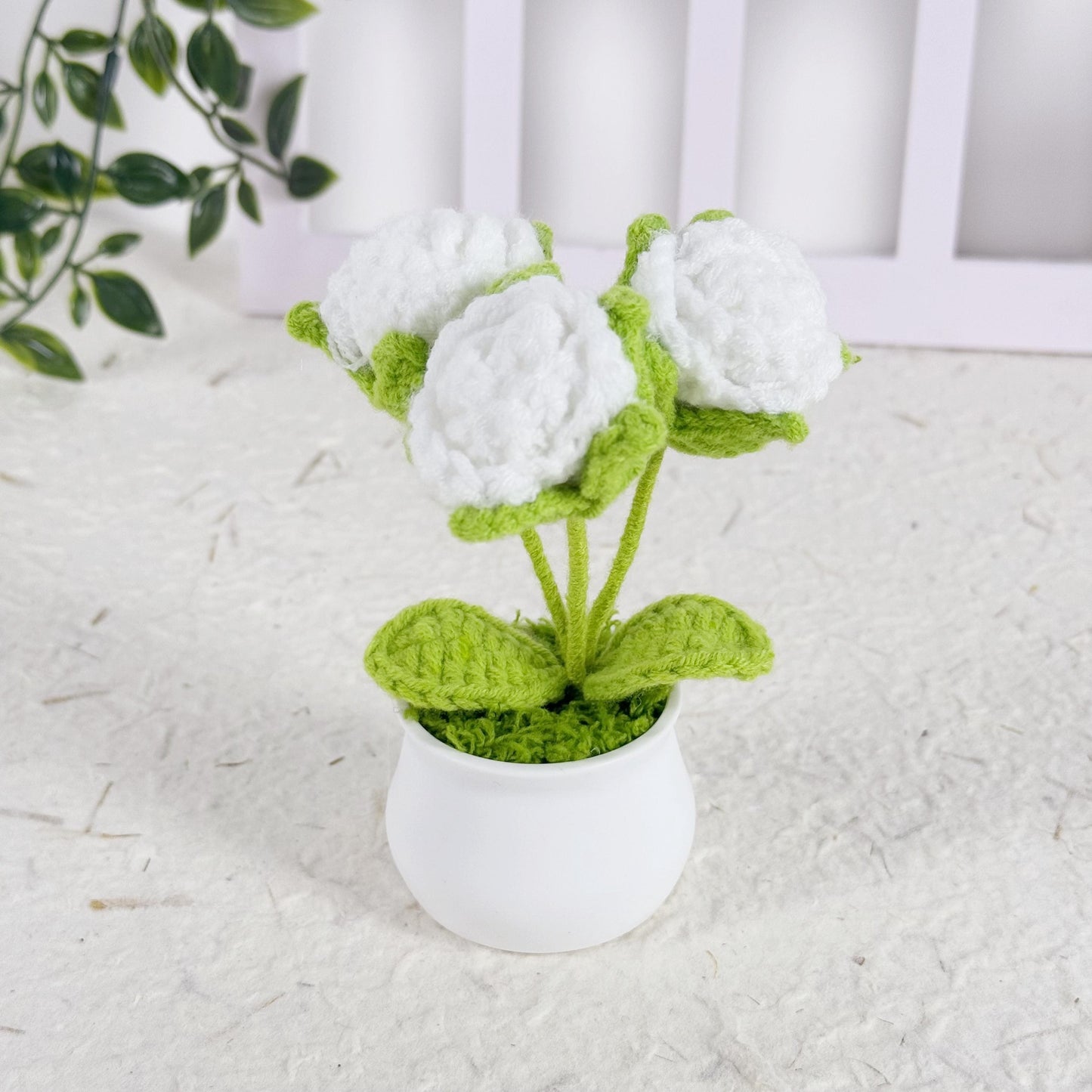 Crochet Roses, Crochet Roses Pot, Handmade Flowers, Potted Roses, Knitted Plant, Gift for Holiday Gift, Home Decoration, Car Decoration