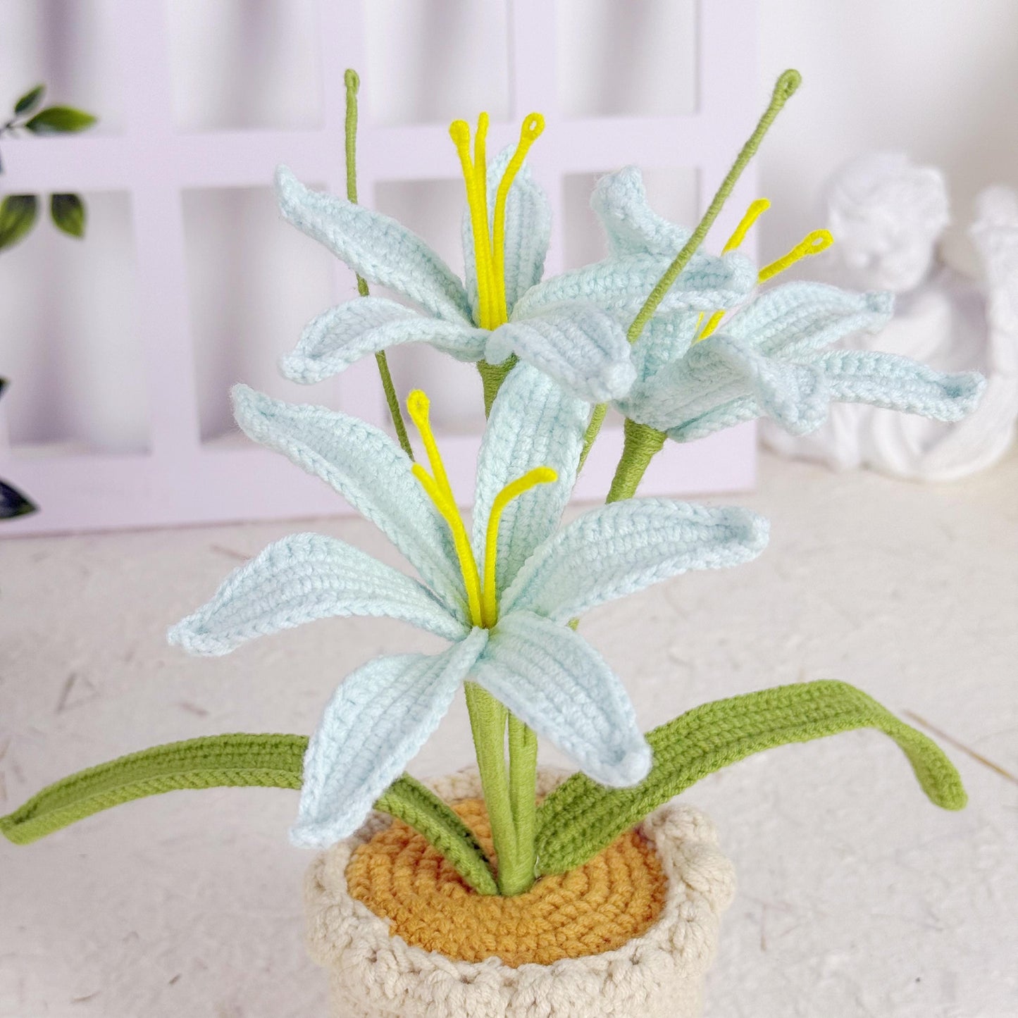 Crochet Flower in Pot, Crochet Lily of the Valley, Crochet Lily, Graduation Gift, Birthday Gift, Crochet Gift, Teacher Gift with Custom Tags