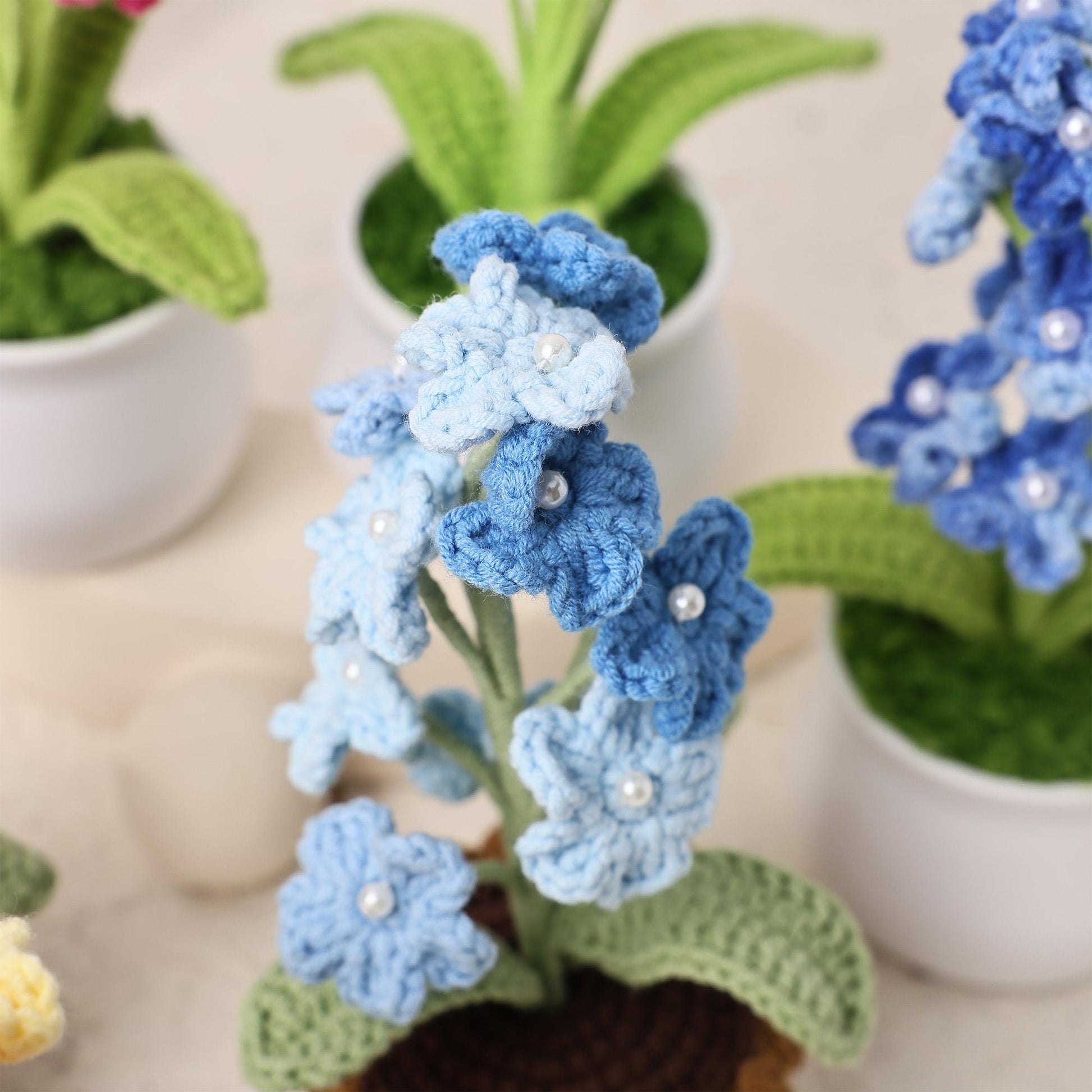 Custom Crochet Forget-me-not, Finished Handmade Knitted Flowers, Crochet Decoration, Knitted Forget-me-not, Home Table Decor, Wedding Decor