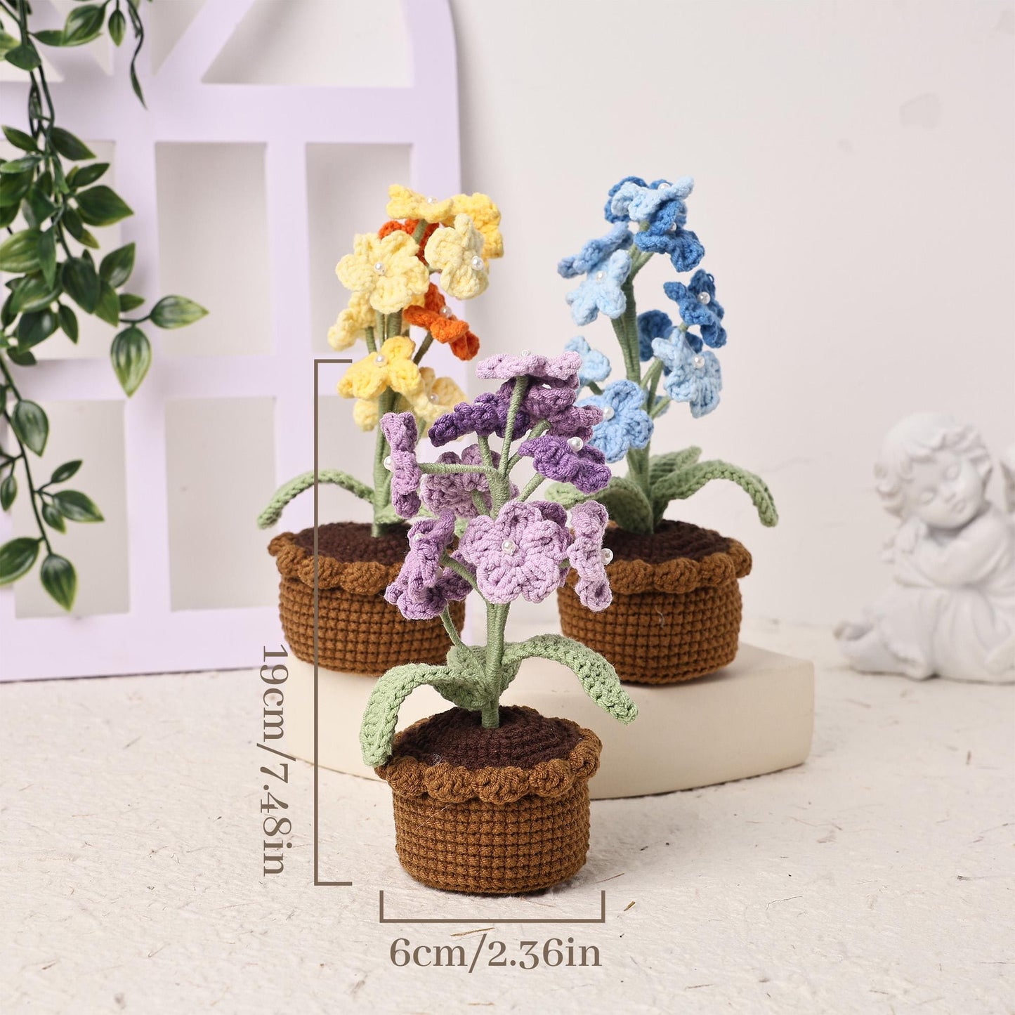Custom Crochet Forget-me-not, Finished Handmade Knitted Flowers, Crochet Decoration, Knitted Forget-me-not, Home Table Decor, Wedding Decor