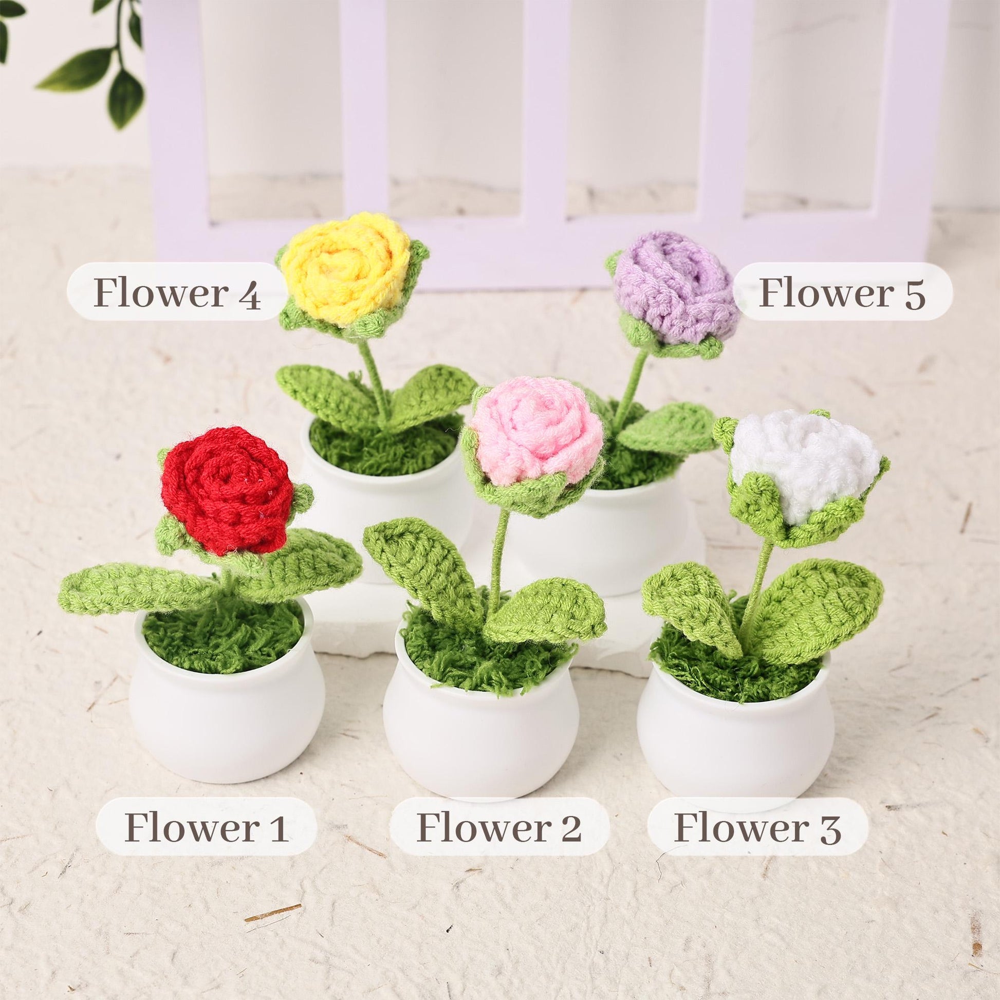 Personalized Cute Crochet Rose Plants, Teache Gift, Grow with Love, Thank You Gift, Gift for Mother, Crochet Flower Gift, Flower Bouquets