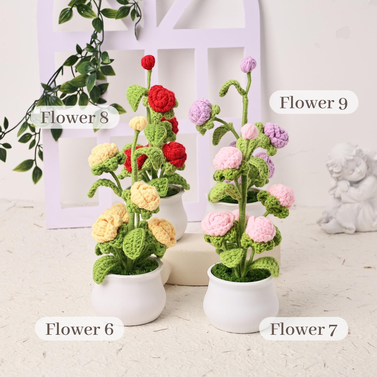 Personalized Cute Crochet Rose Plants, Teache Gift, Grow with Love, Thank You Gift, Gift for Mother, Crochet Flower Gift, Flower Bouquets