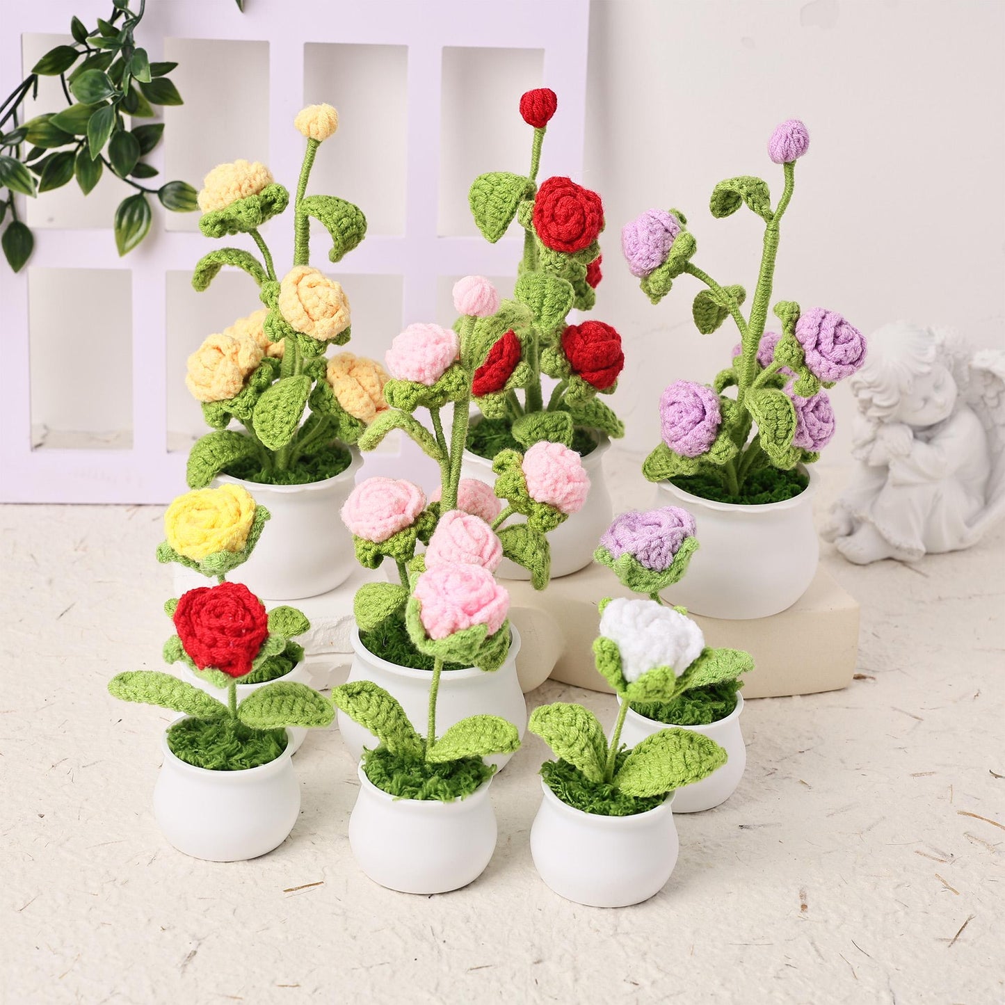 Personalized Cute Crochet Rose Plants, Teache Gift, Grow with Love, Thank You Gift, Gift for Mother, Crochet Flower Gift, Flower Bouquets