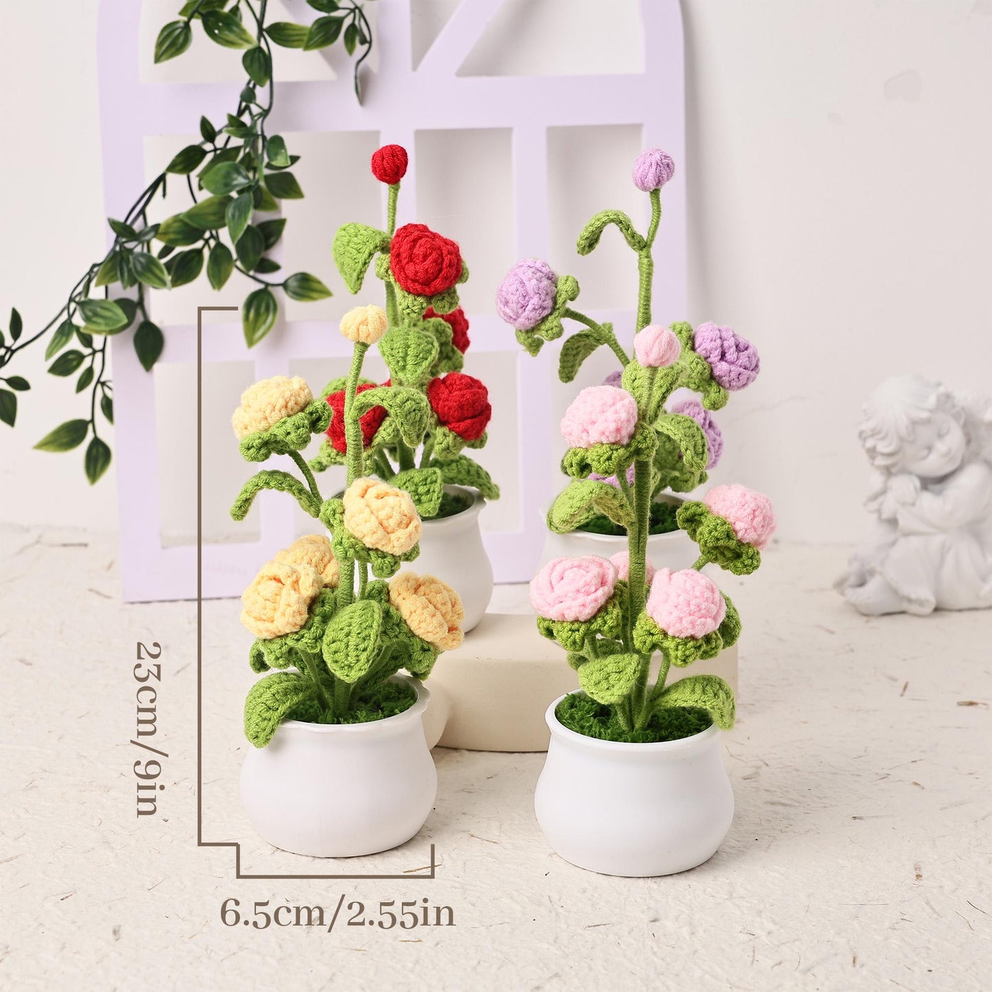 Personalized Cute Crochet Rose Plants, Teache Gift, Grow with Love, Thank You Gift, Gift for Mother, Crochet Flower Gift, Flower Bouquets