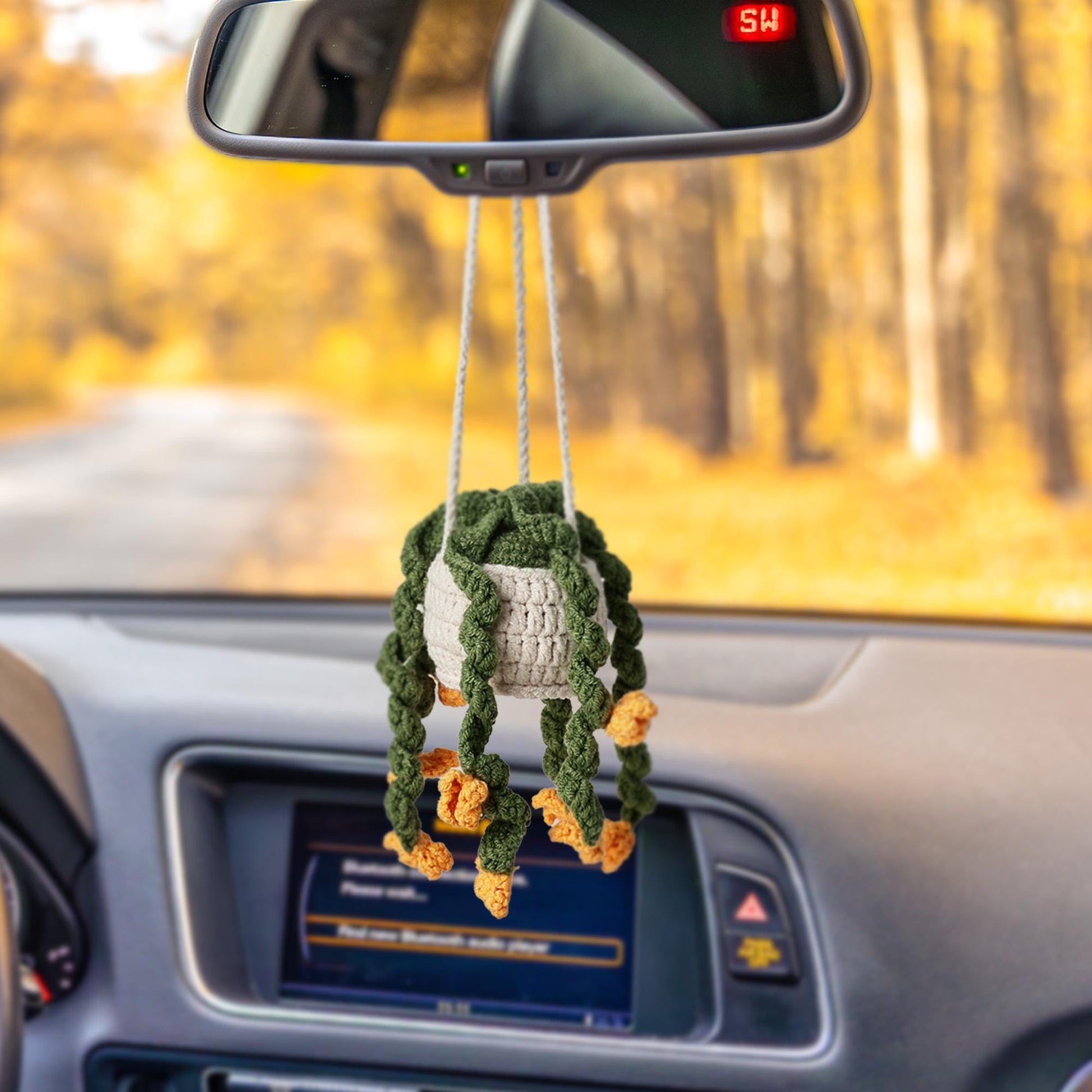 Crochet Car Hanging Cute Hanging From Mirror Flower Car Crochet Car Decoration Flower Plant Amigurumi Plush Car Charm Gifts For Him Her