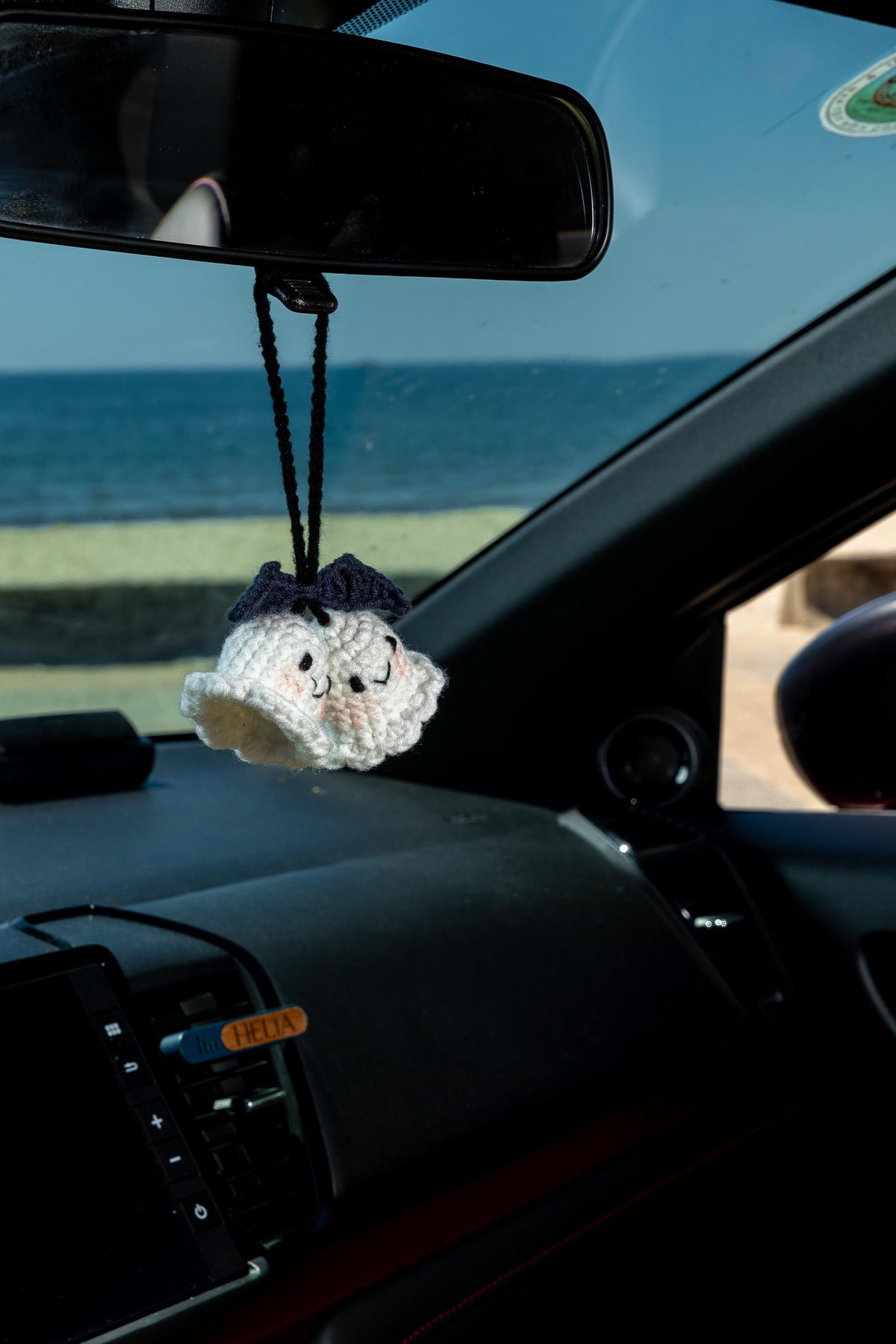 Crochet Halloween Ghost Car Hanging, Handmade Cotton Decor