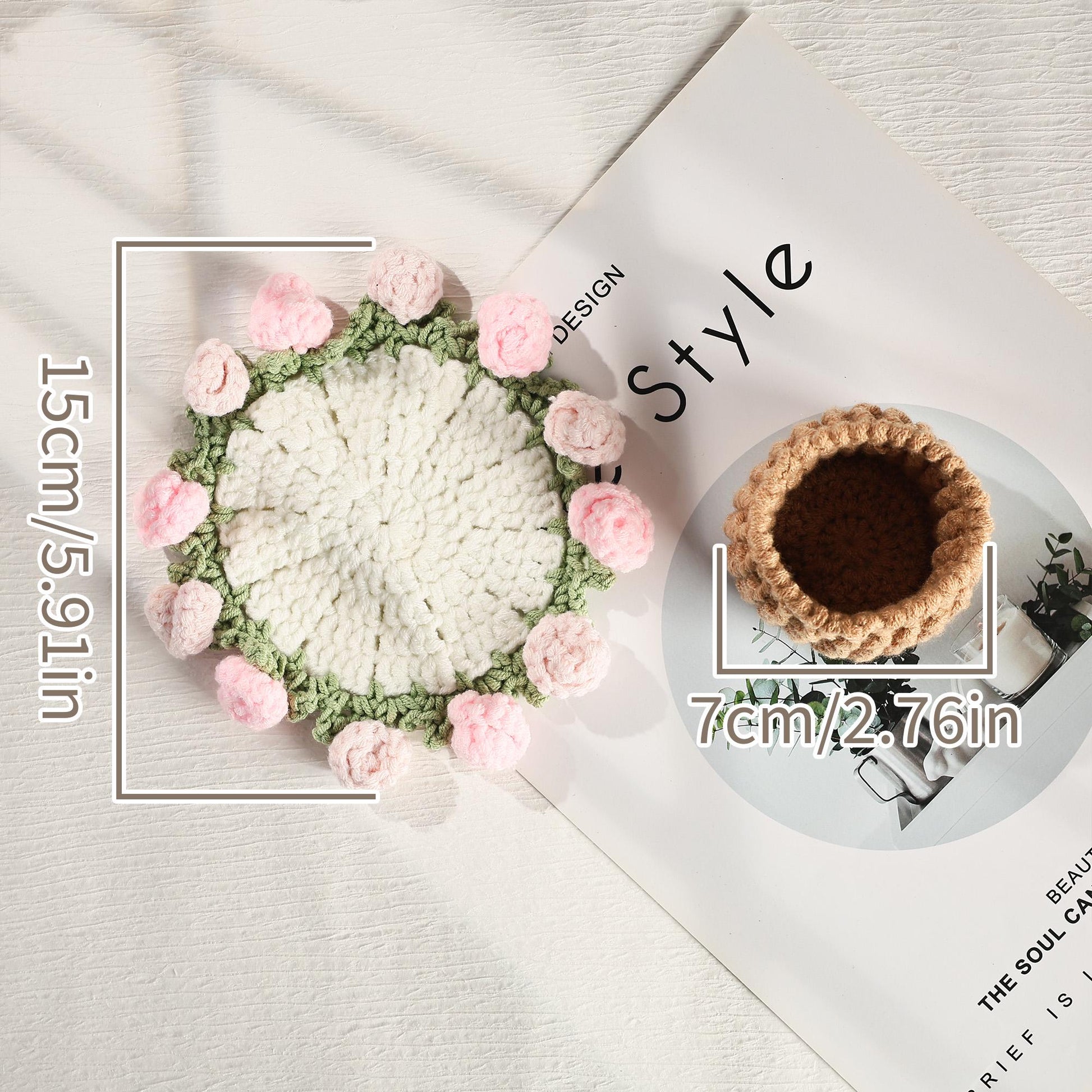 Crochet Flower Coaster, Handmade Round Flower Cup Holder, Crochet Coaster, Housewarming Coaster Decor, Cute Gift, Mothers Day Gift