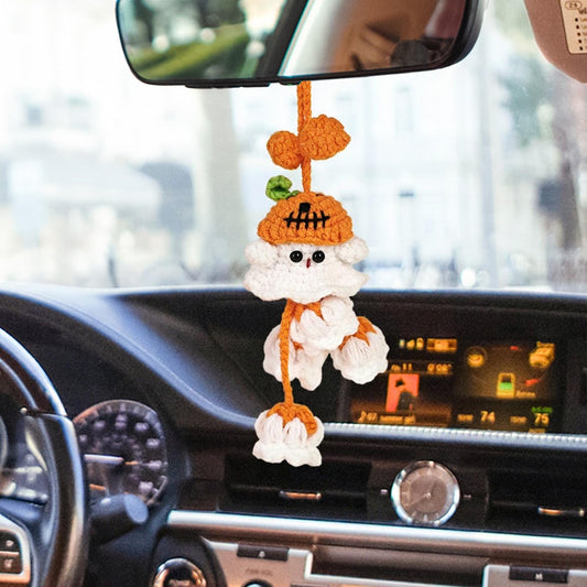 Halloween Hanging Crochet Halloween Car Crochet Car Decoration Ghost Amigurumi Plush Car Charm Halloween Gifts Halloween Ornament