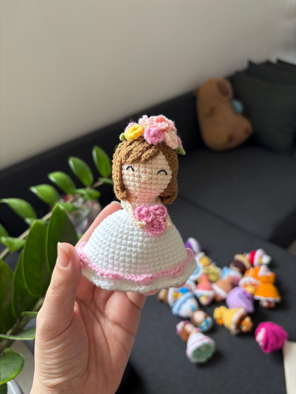 Reversible Crochet Flower Princess Doll, Handmade Flower Bouquet, 2-in-1 Doll & Flower Gift,  Cute Handmade Doll, Gift for Mom Daughter