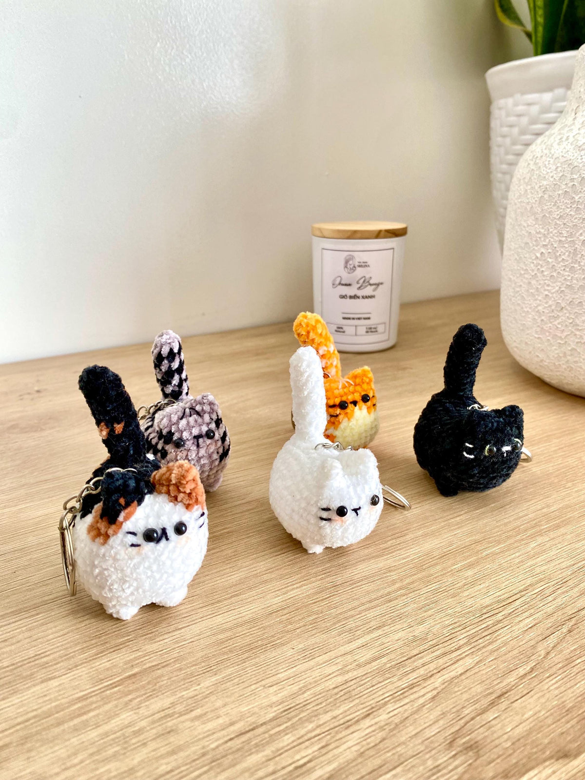 Buy 2 Get 1 Crochet mini cat keychain, Cute Gift for Cat Lovers, Car Keyring, Soft Chubby Kitty Amigurumi, Crochet Cat Stuffed Animal