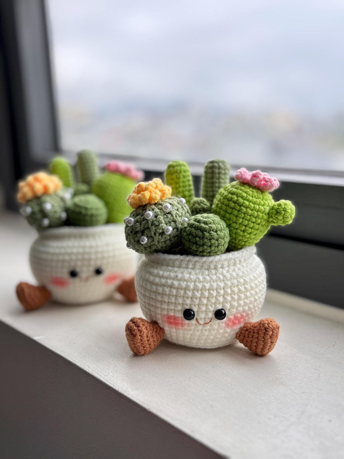 Smiling Cactus Crochet Pot |  Handmade Crochet Cactus | Cute Desk Decor |  Cheer Up & Stress Relief Gift | Gift For Mom | Gift For Her