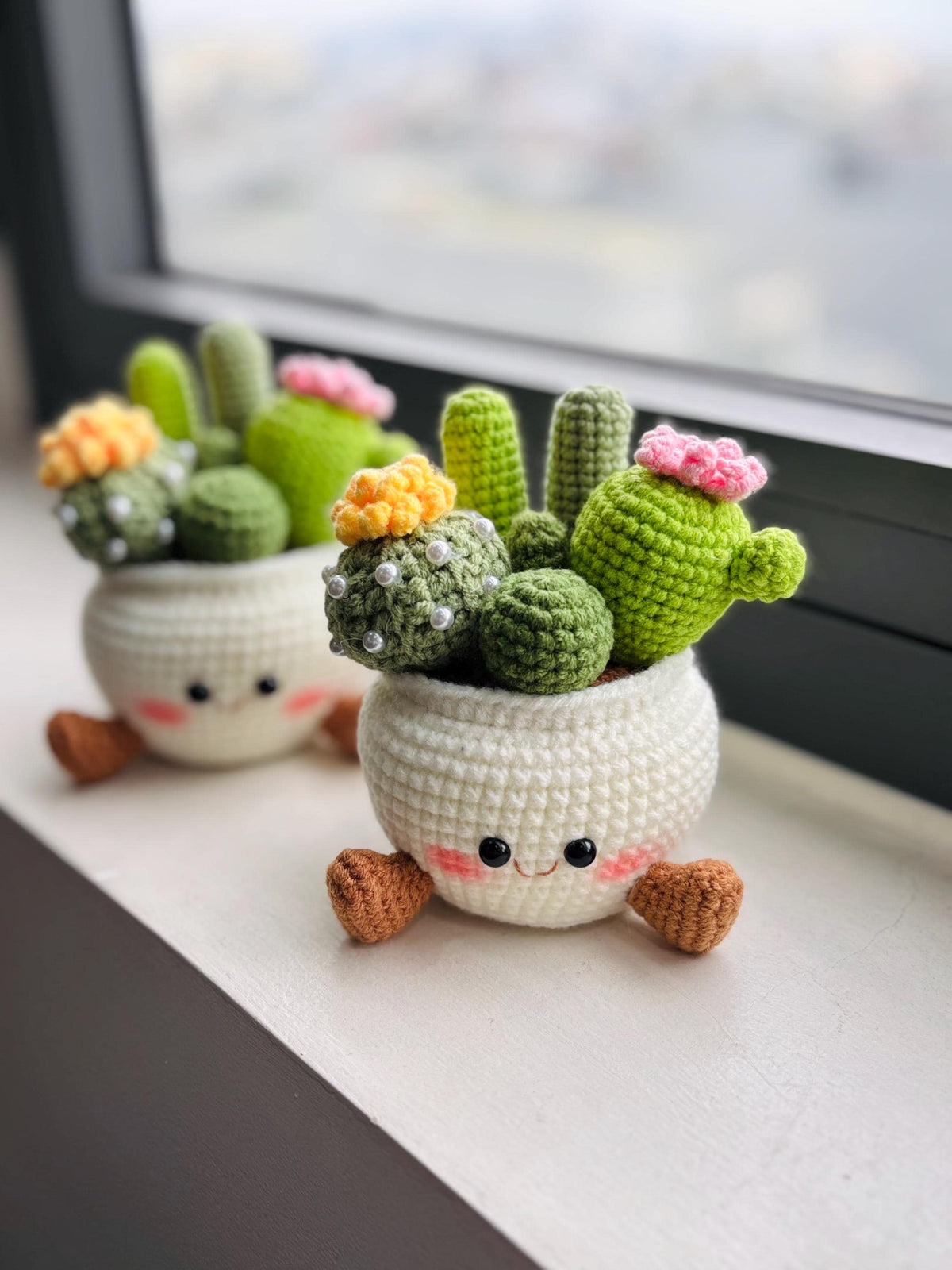 Smiling Cactus Crochet Pot |  Handmade Crochet Cactus | Cute Desk Decor |  Cheer Up & Stress Relief Gift | Gift For Mom | Gift For Her