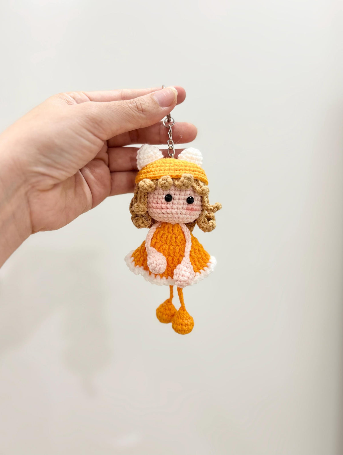 Handmade Crochet Doll Bag Charm, Cotton Yarn Accessory, Gift For Girl, Cute Bag Charm, A gift for Children’s Day, Gift for baby