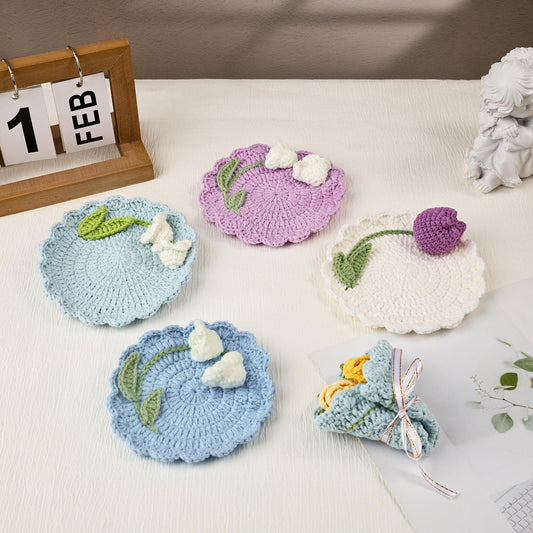 Charming Flower Coaster,  Handmade Floral Cup Holder, Crochet Flower Coaster, Cozy Home Decor, Housewarming Gift, Cute Gift for Women