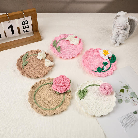 Crochet Flower Coaster, Crochet Foldable Bouquet, Housewarming Coaster Decor, Home Decor, Cute Gift, Floral Gift for Her, Gift For Mom