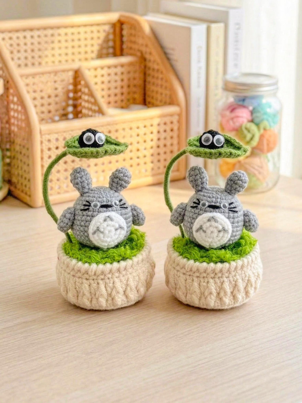 Crochet Flower Pot| Crochet Cactus Pot | Handmade Desk Decor, Cheerful Plant Accent | Handmade Crochet Cactus - Panda -Frog Pot