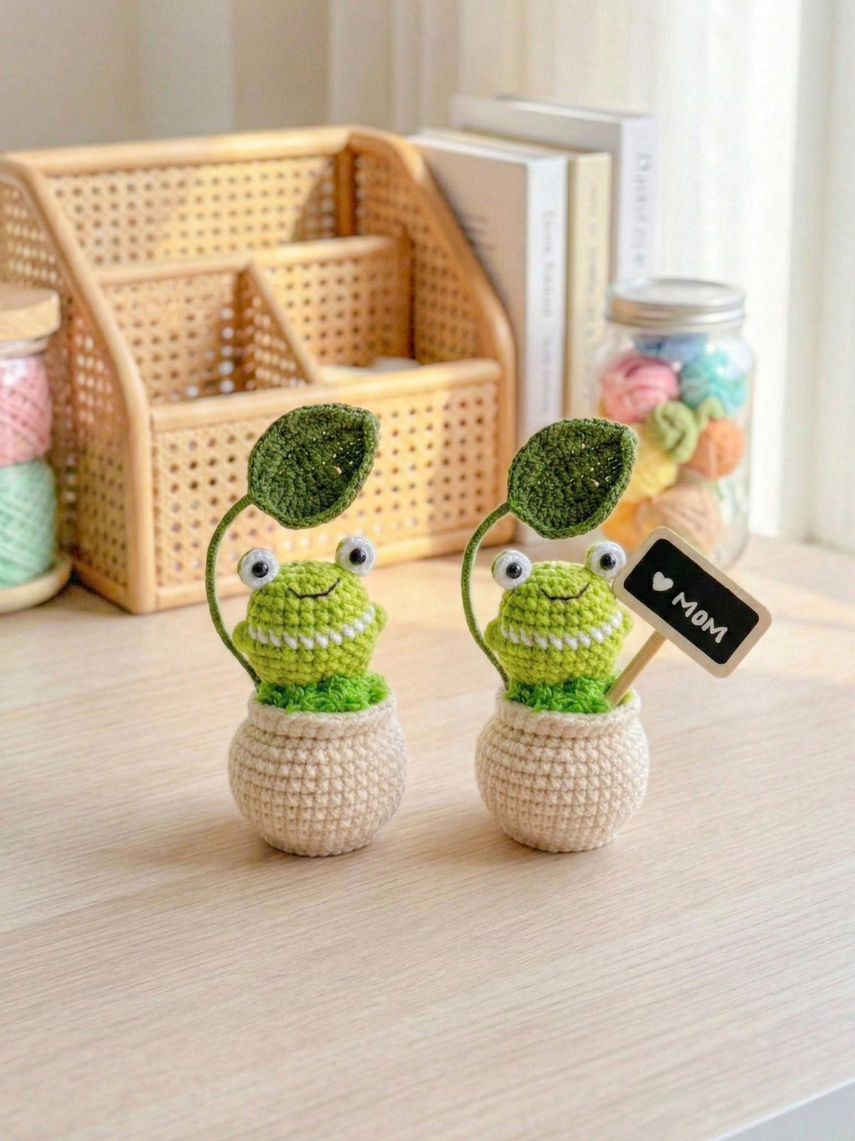 Crochet Cactus, Flower, Frog, Panda Pots, Whimsical Desk Decor, Crochet Pot, Crochet Cactus Pot, Gift For Her, Gift For Mom, Flower Pot